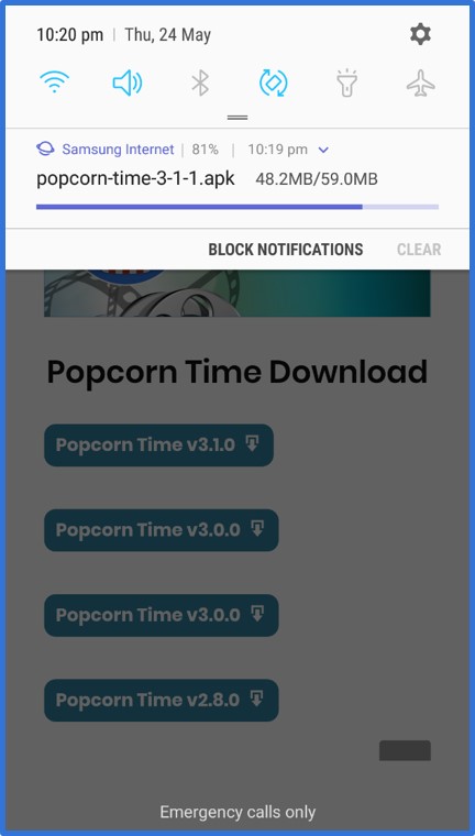 popcorn time apk downloading