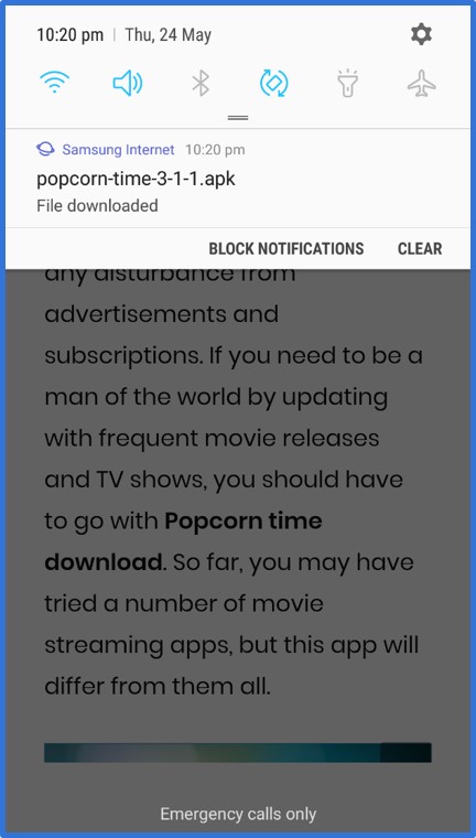 popcorn time apk downloaded